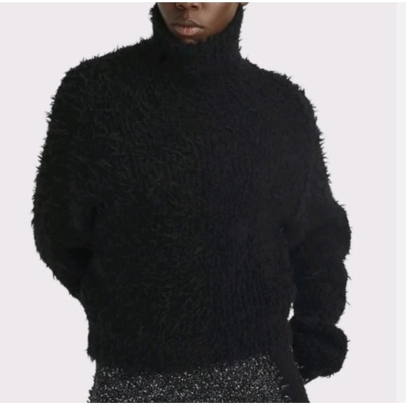 RAG & BONE Dillion Italian Alpaca Turtleneck Medium Black Org $695 - Picture 1 of 8